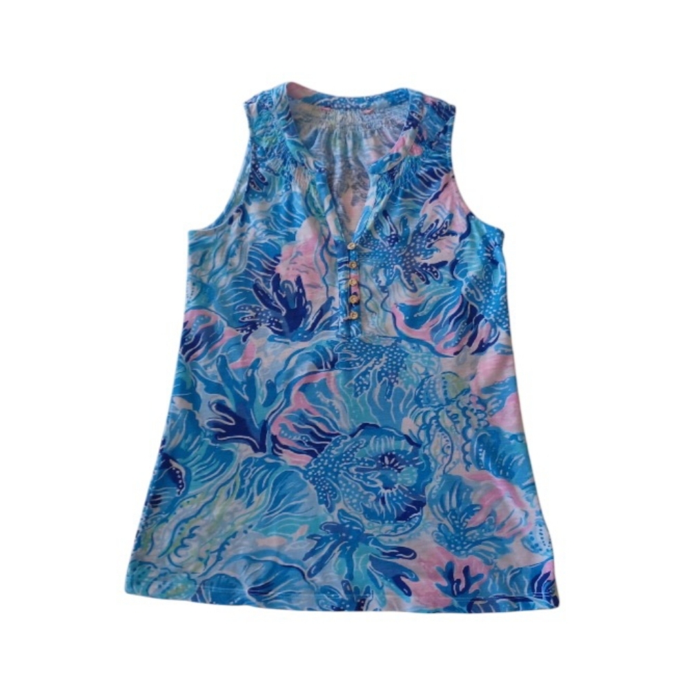 Lilly Pulitzer Essie Top - Saltwater Blue Shade, Size XS